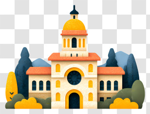 University Of Colorado Boulder - Cartoon Building With Dome And Trees Transparent PNG