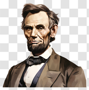 Watercolor Abraham Lincoln - Illustrated Historical Portrait In Formal Wear Transparent PNG