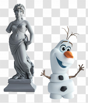 Frozen Olaf - Classical Statue And Cartoon Snowman Transparent PNG