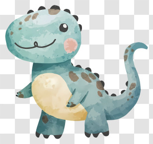 Cute Dinosaur - Adorable Watercolor Dinosaur Character Transparent PNG