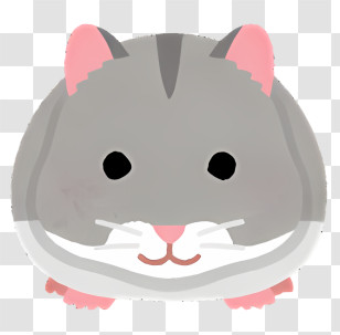 Icon - Adorable Grey Hamster With Cute Pink Features Transparent PNG
