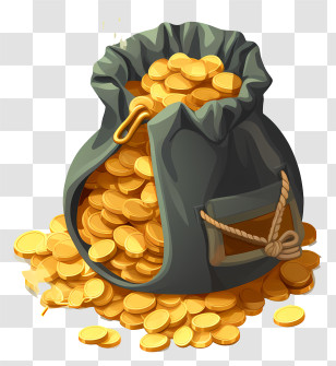 Bag Of Gold Coins - Bag Of Gold Coins Transparent PNG