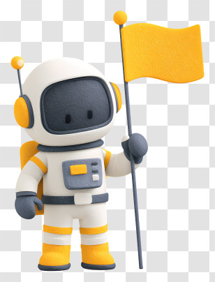 Astronaut Holding Flag - Astronaut Holding Yellow Flag Transparent PNG