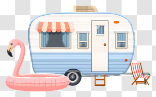 Vintage Trailer - Caravan With Flamingo Pool Transparent PNG