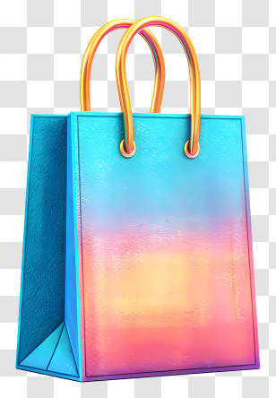 Shopping Bag Icon - Gradient Rainbow Shopping Bag Transparent PNG