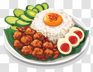 Nasi Lemak - Rice With Delicious Side Dishes Transparent PNG