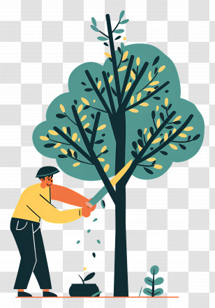Tree Cutting - Man Cutting Tree Transparent PNG