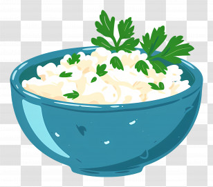 Cheese Curd - Creamy Dish In Blue Bowl With Herb Garnish Transparent PNG