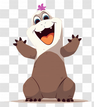 Cartoon Character - Cute Creature With Flower Cartoon Transparent PNG
