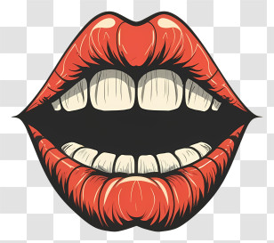 Red Lips - Red Lips With Teeth Illustration Transparent PNG