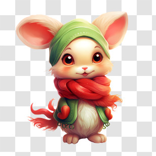 Winter Rabbit - Cute Cartoon Mouse Dressed In Winter Clothes Transparent PNG
