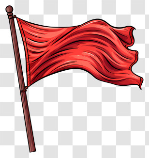 Hand Drawn Red Flag - Waving Red Flag Illustration Transparent PNG