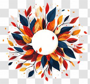 September Equinox - Colorful Leaves In A Circular Pattern Transparent PNG