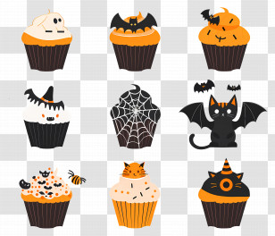 Halloween Cupcakes - Spooky Halloween Cupcakes With Festive Decorations Transparent PNG