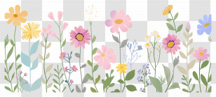 Pastel Flower - Pastel-Colored Wildflower Border Transparent PNG