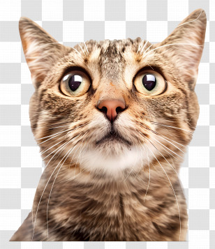 Kitten Emoji - Wide-Eyed Tabby Cat Close-Up Transparent PNG