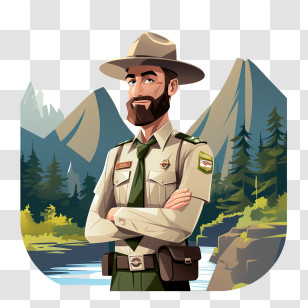 National Park Service Founders Day - Park Ranger In Mountainous Forest Transparent PNG