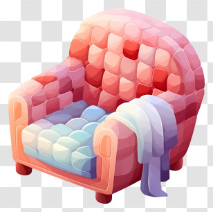 Pink Couch - Cozy Pink Armchair With Blanket Transparent PNG