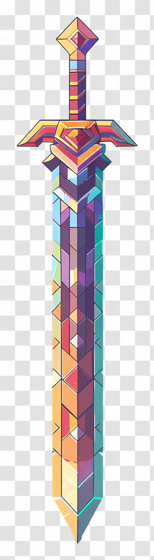 Pixel Sword - Colorful Geometric Sword Design Transparent PNG