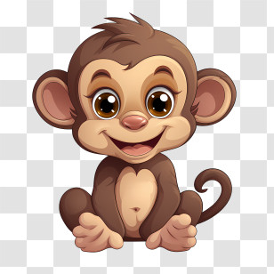 Monkey Day - Adorable Cartoon Monkey Illustration Transparent PNG