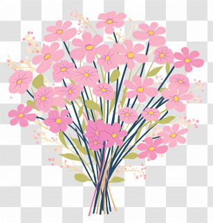 Pink Wildflower Bouquet - Pink Flowers In A Bouquet Transparent PNG