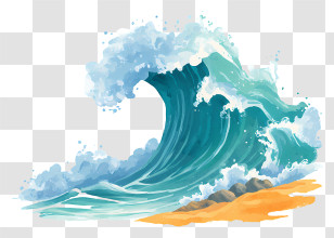 Beach Wave - Ocean Waves On Sandy Beach Transparent PNG