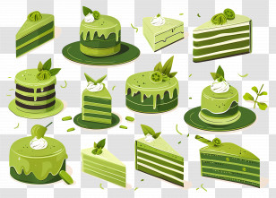 Matcha Dessert - Green Matcha Cakes And Slices Collection Transparent PNG