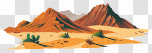 Desert Plateau - Arid Desert Landscape With Mountains Transparent PNG