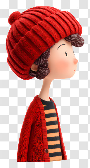 Girl Wearing Beanie - Cartoon Child In Red Hat Transparent PNG