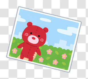 Icon - Cute Red Bear In A Flower Field Illustration Transparent PNG