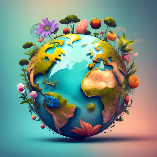 Earth Day - Earth Globe Decorated With Lush Flowers Transparent PNG