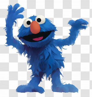 Grover - Blue Furry Cartoon Character With A Cheerful Smile Transparent PNG