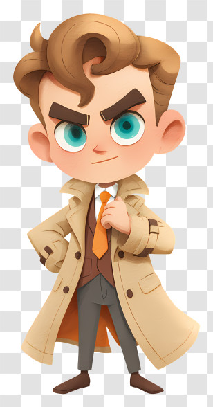Almond Cookie - Chibi Detective In Trench Coat Transparent PNG