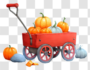 Pumpkin Wagon - Red Wagon Full Of Pumpkins Transparent PNG
