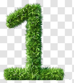 Number One - Grass-textured Number One Design Transparent PNG