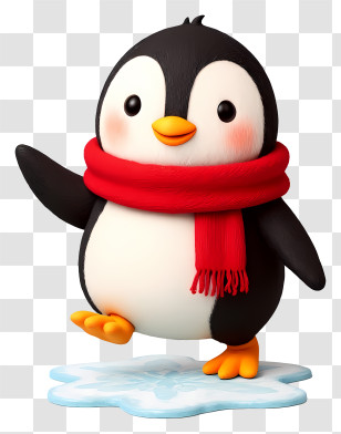 Cute Cartoon Penguin - Cute Scarfed Ice Penguin Transparent PNG