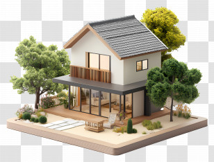 3d Home - Small Cute Doodle House With Garden Transparent PNG