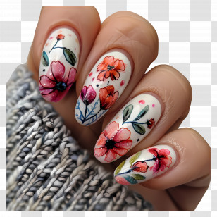 Nail Polish - Beautiful Floral Nail Art Design Transparent PNG