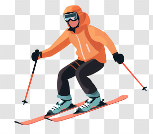 Skiing - Skiing Figure In Orange Gear Transparent PNG