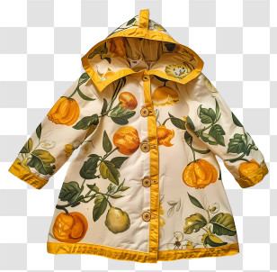 Coat - Floral Patterned Coat With Hood Transparent PNG