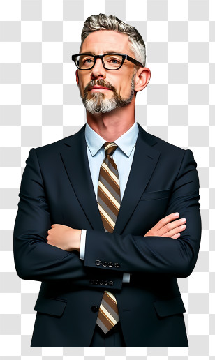 Businessman Looking Up - Senior Executive Arms Crossed Transparent PNG