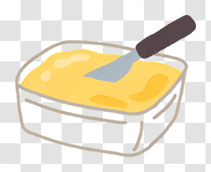 Seasoning Elements - Butter In A Rectangular Container With Knife Illustration Transparent PNG