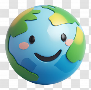 Happy Earth - Happy Earth Cartoon With Cheeks Transparent PNG