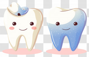 Cute Teeth - Cartoon Teeth Illustration Promoting Dental Care Transparent PNG