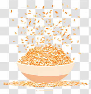 Oatmeal - Bowl Of Falling Cereal Grains Illustration Transparent PNG