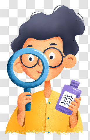 Woman Examining Product Label - Curious Kid With Magnifying Glass Transparent PNG