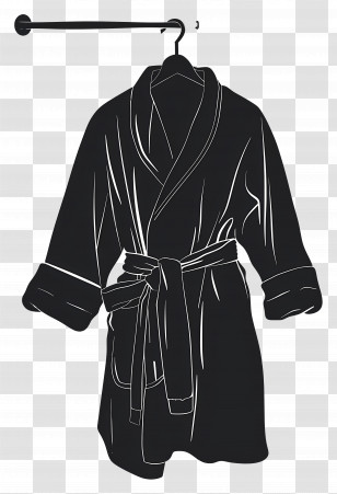 Bathrobe On Hanger - Black Silhouette Bathrobe On Hanger Transparent PNG