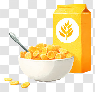 Bowl Of Cereal - Breakfast Cereal Bowl And Yellow Box Transparent PNG