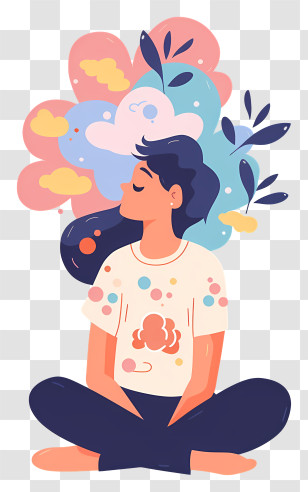 Mental Health - Meditating Person With Colorful Thoughts Transparent PNG