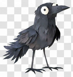 Halloween Raven - Cartoon Crow With Feathers Transparent PNG